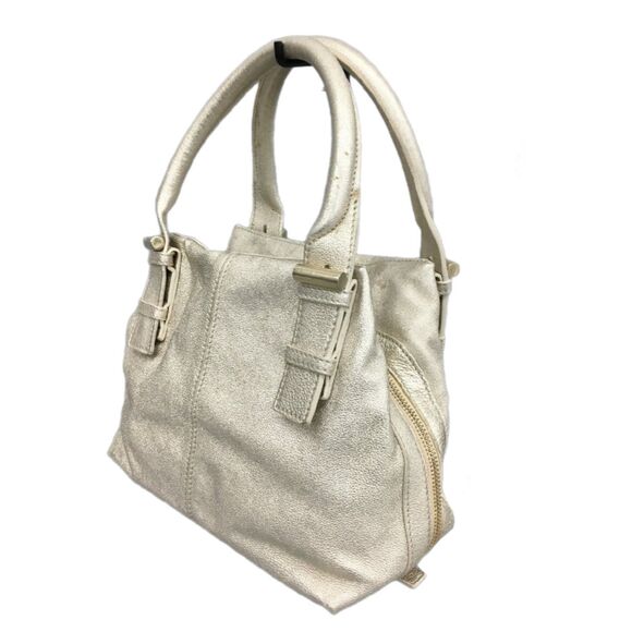 Jimmy Choo (Authentic) Tulita Champagne Gold Leather Buckle Satchel Handbag VGUC - Picture 3 of 12